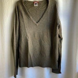 The North Face Wool Sweater V-Neck Womens Medium Olive Green